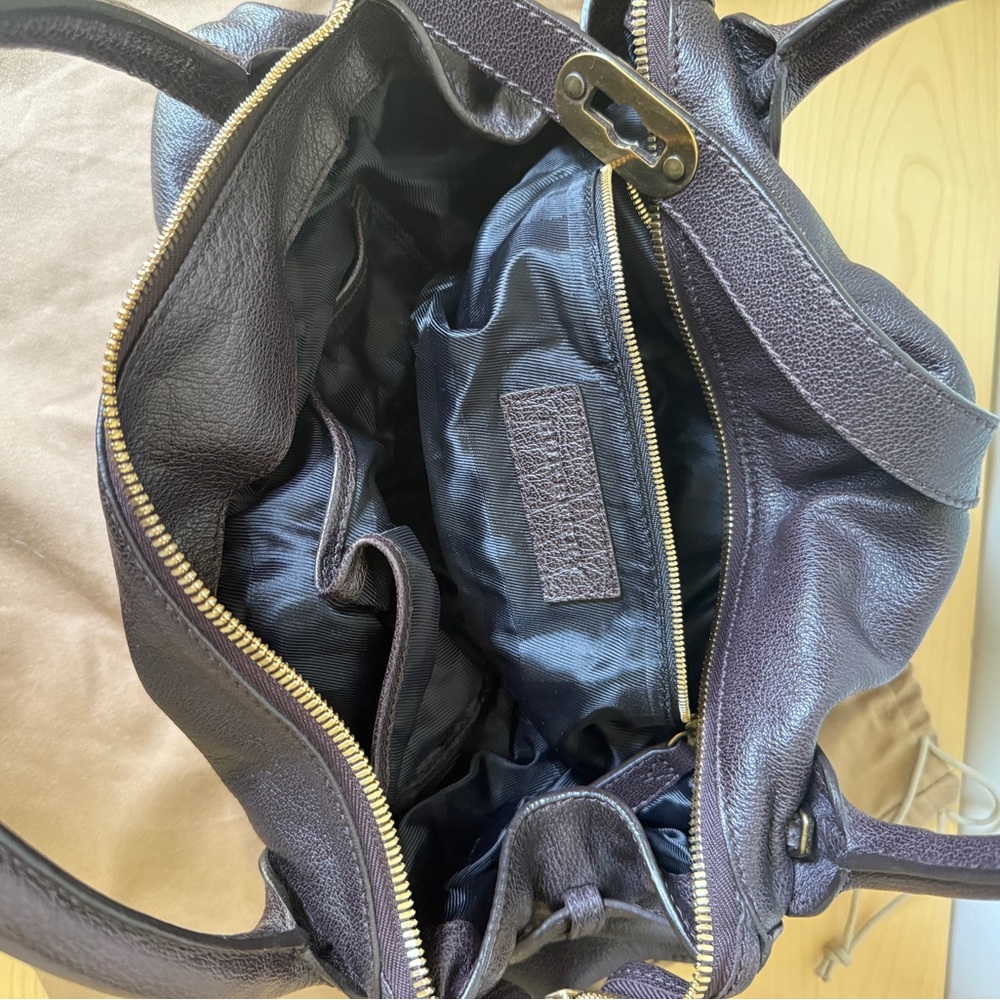 Burberry Brown Buffalo Leather Shoulder Bag with Ruffled Detailing - Picture 5 of 10